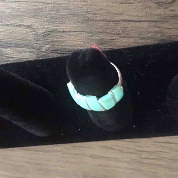 Sterling Silver Ring with turquoise stones size 5 - Picture 6 of 7
